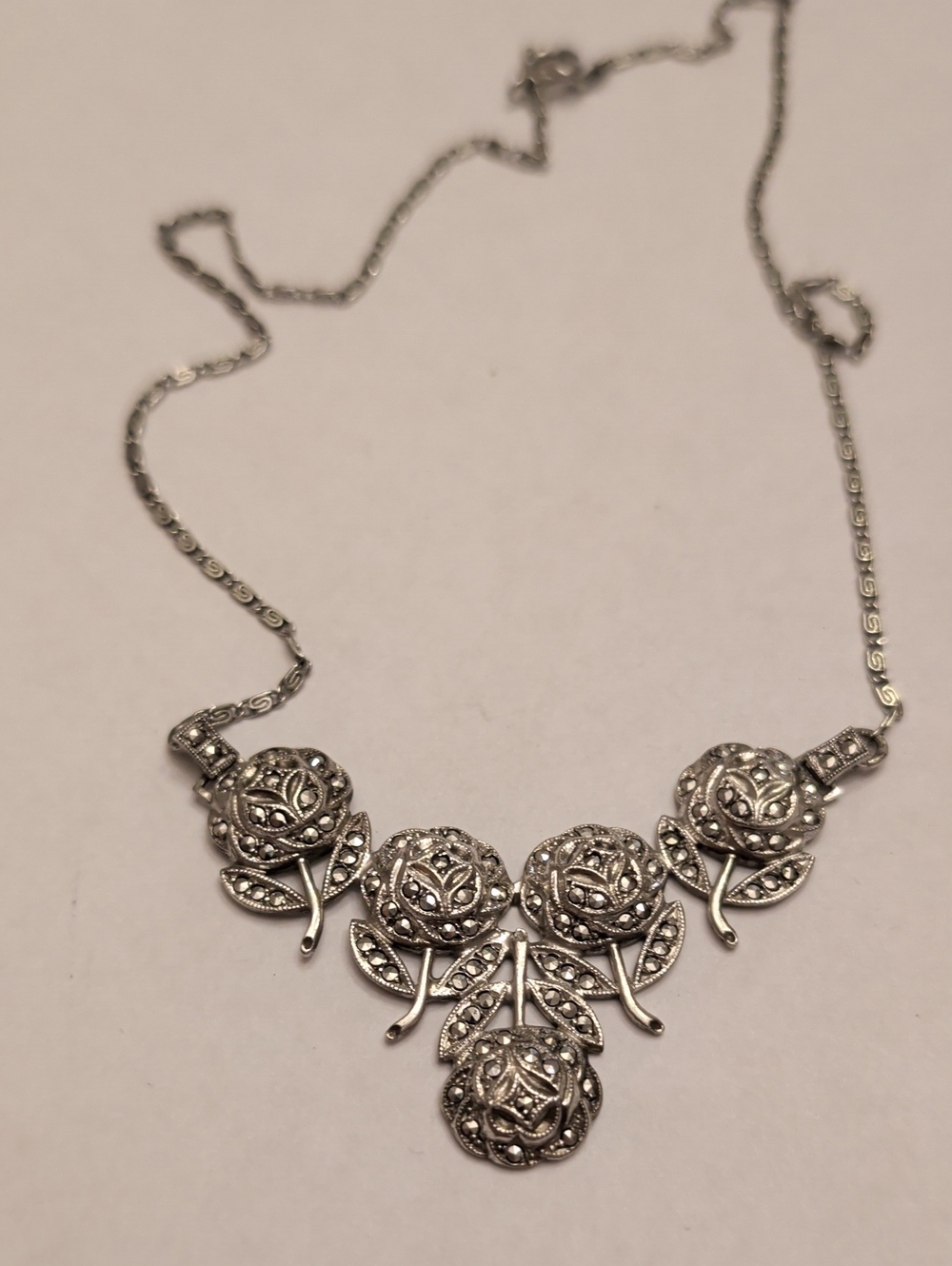 Sterling Silver Floral Statement Necklace